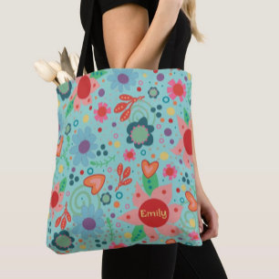 Fun Blue Funky Floral Inspirivity tote