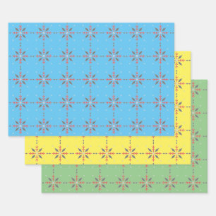 Fun blue, green, yellow, bright  wrapping paper sheet