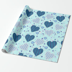 Fun Blue Hearts Wrapping Paper