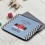 Fun Blue Kids Red Racing Car Laptop Sleeve<br><div class="desc">This laptop sleeve is ideal for the little one who has a laptop or equivalent. It is a super fun design which is perfect for the little car lover in your life.</div>