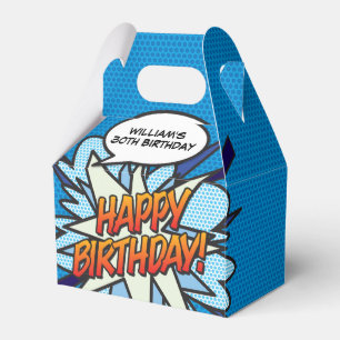 Fun Blue Modern Trendy Comic Book Any Age Birthday Favour Box