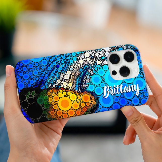 Fun blue ocean orange marine jellyfish script name Case-Mate iPhone case (Creator Uploaded)