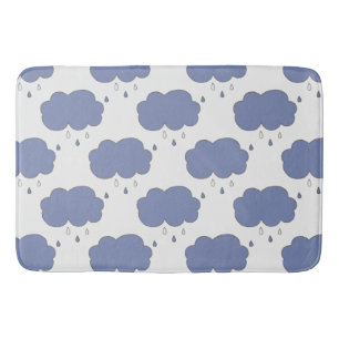 Fun Blue Rain Clouds Pattern  Bath Mat
