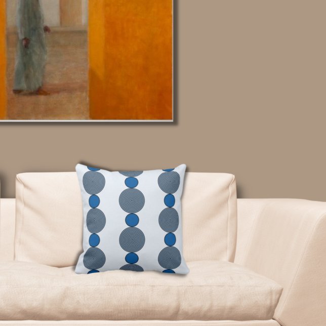 Fun Blue Round Beaded Strings Pattern Cushion (Creator Uploaded)