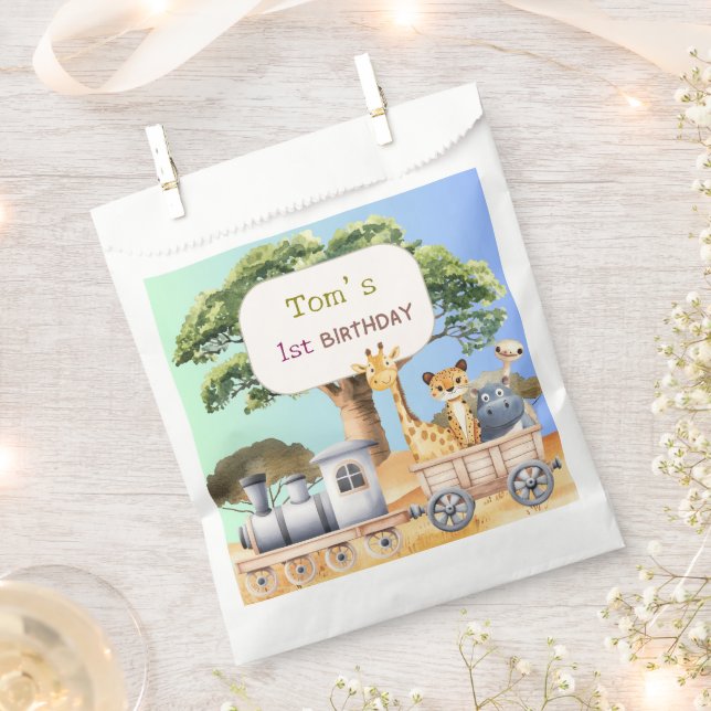 Fun Blue Safari Party Favour Bag (Clipped)