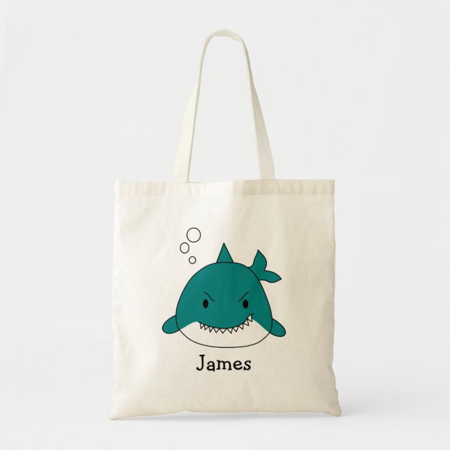 Fun Blue Shark Personalised Tote Bag (Front)