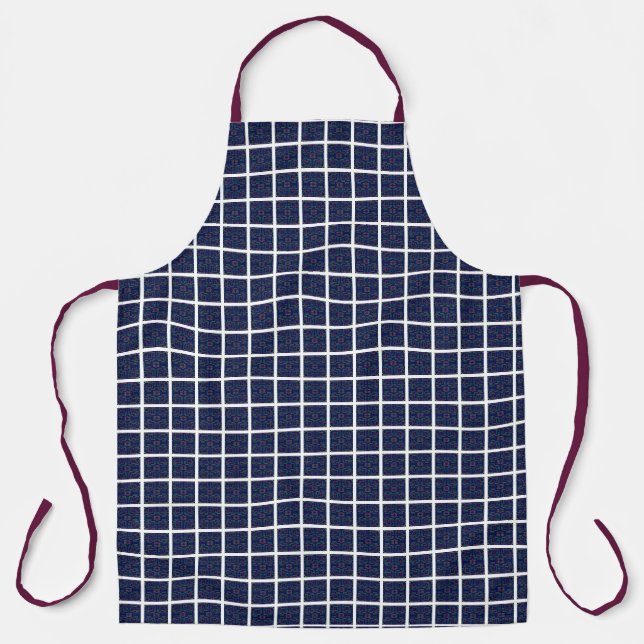 Fun Blue Squares on Blue Geometric Apron (Front)