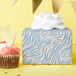 Fun Blue Tiger Stripe Pattern Wrapping Paper