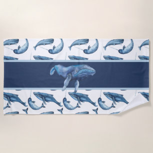 Fun Blue Whale Beach Towel