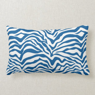 Fun Blue Zebra Stripes Wild Animal Print Lumbar Cushion