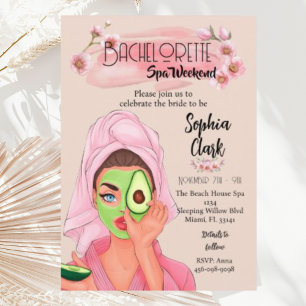 Fun Blush Bachelorette Spa Weekend Invitation