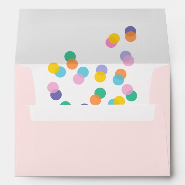 Fun Blush Pink Envelope with Colourful Confetti (Back (Bottom))