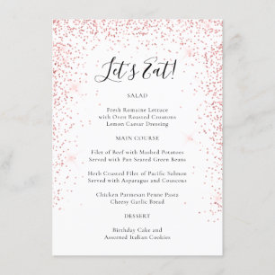 Fun Blush Pink Glitter Special Occasion Menu
