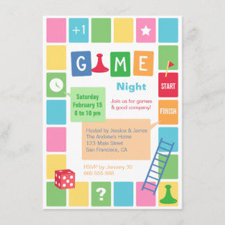 Fun Board Game Night Party Invitations