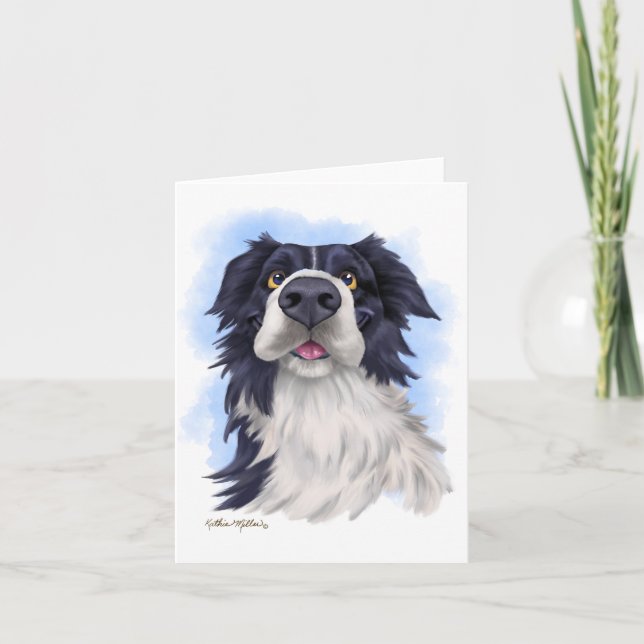 Fun Boarder Collie Cartoon  Card (Front)