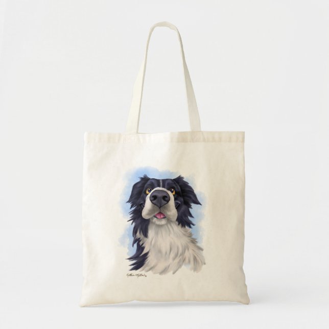 Fun Boarder Collie Cartoon  Tote Bag (Front)