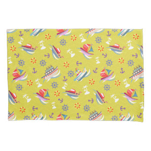 Fun Boats Green Teal Pillowcase