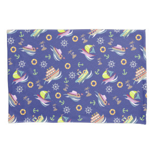 Fun Boats Navy Pillow Case
