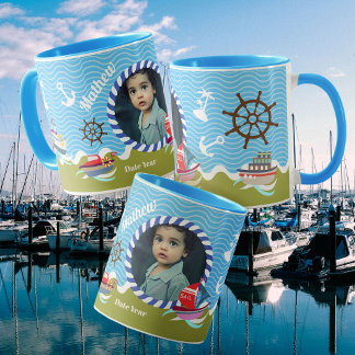 Fun Boats Photo Green Blue Mug