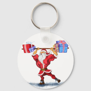 Fun Bodybuilder Santa Claus with Christmas - Key Ring