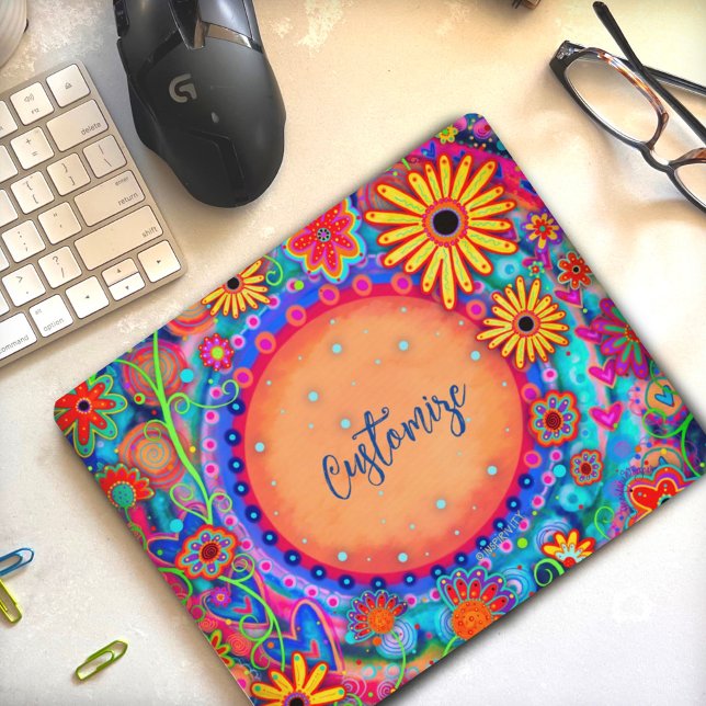 Fun Boho Floral Customisable Phone Inspirivity Mouse Pad (Creator Uploaded)
