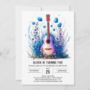 Fun Boho Guitar Boy Birthday Invitation