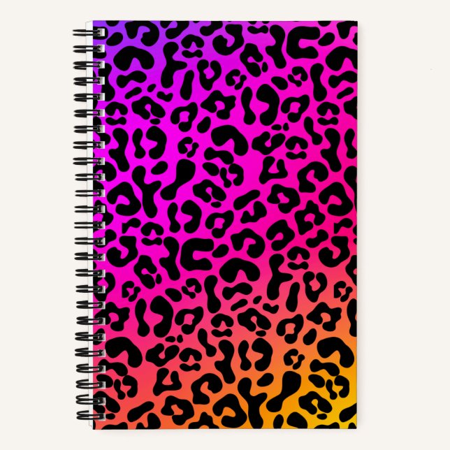 Fun Bold 90s Flashback Rainbow Leopard Print  Notebook (Front)