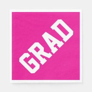 Fun Bold Athletic Sporty GRAD Text On Bright Pink Napkin