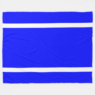 Fun Bold Athletic White Edge Stripes On Royal Blue Fleece Blanket