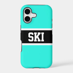 Fun Bold Black Colourful Aqua Mint SKI Stripes Tex