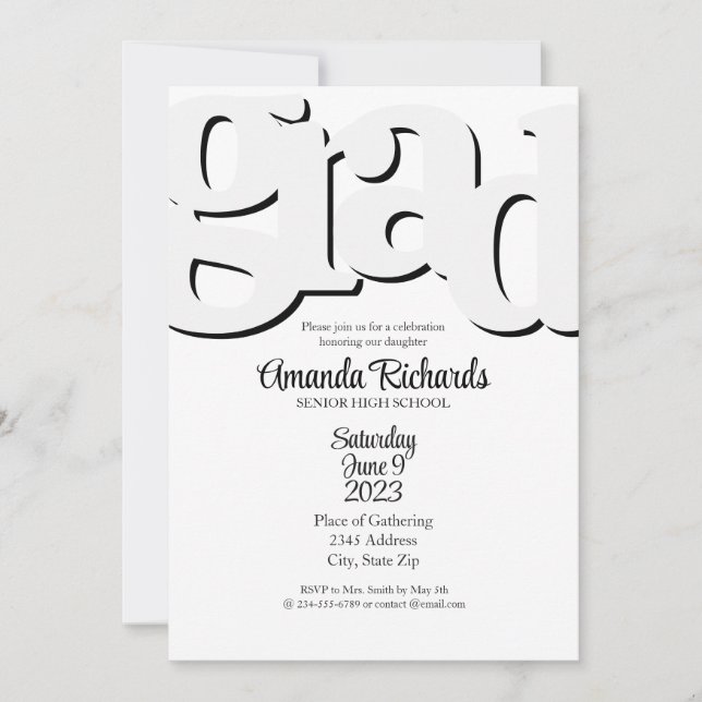 FUN BOLD Graduation Party Invitation (Front)