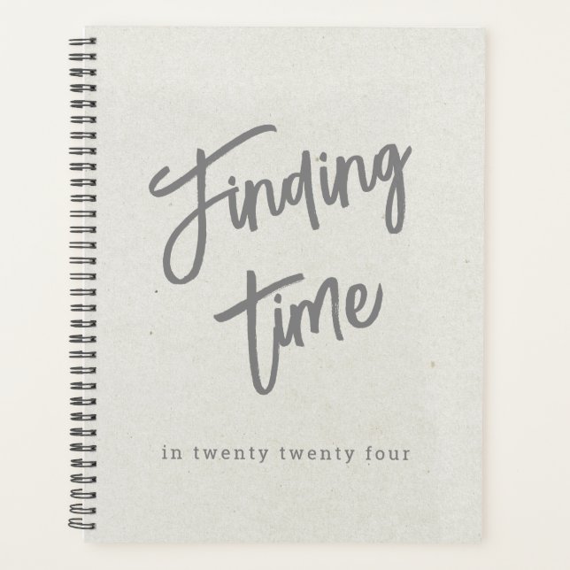 Fun Bold Grey Script Typography White Personalised Planner (Front)