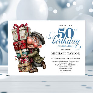 Fun Bold Man 50th Birthday Comedy Event Invite