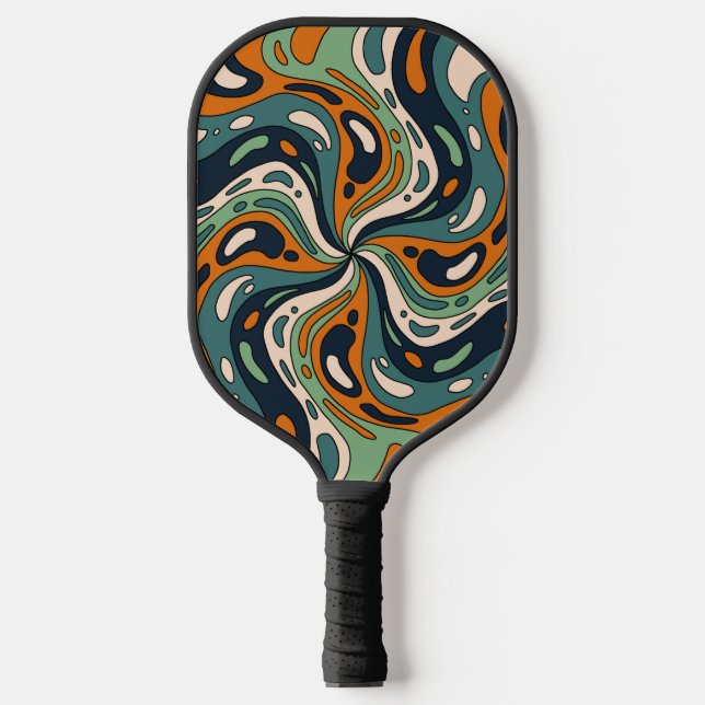 Fun Bold Psychedelic Swirl Pattern Custom Name Pickleball Paddle (Front)