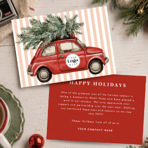 Fun Bold Retro Custom Logo Company Thank You Holiday Card