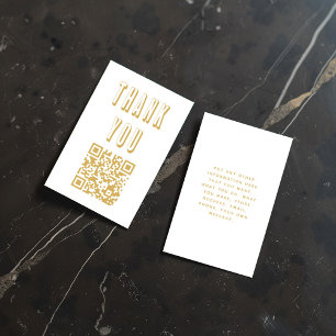 Fun bold thank you gold QR code Enclosure Card