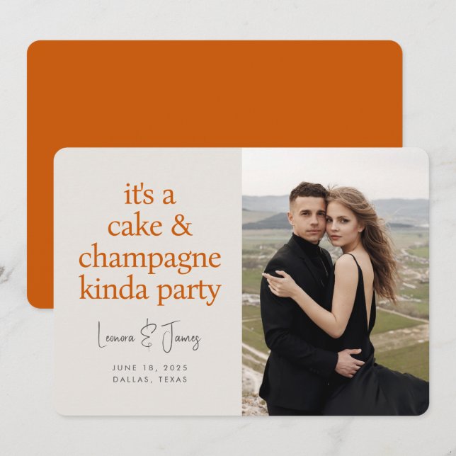 Fun Bold Typography Burnt Orange Wedding Save The Date (Front/Back)