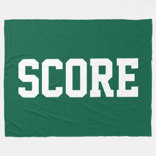 Fun Bold White Athletic SCORE Text On Hunter Green Fleece Blanket