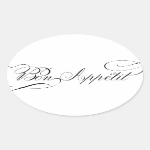 Fun Bon Appetit Fancy Cursive Script for Foodies Oval Sticker