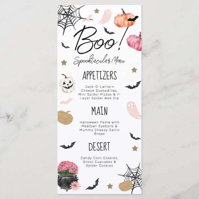 Fun Boo! Spooktacular Birthday Halloween Menu (Front)