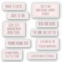 Fun Bookish Quotes Book Lover Pink Sticker Pack