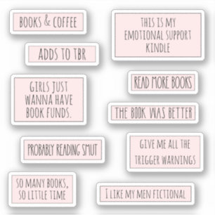 Fun Bookish Quotes Book Lover Pink Sticker Pack