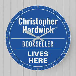 Fun Bookseller Wall Plaque Style Large Clock