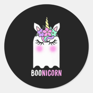 Fun Boonicorn Gift Ghost Unicorn Boo Retro Hallowe Classic Round Sticker