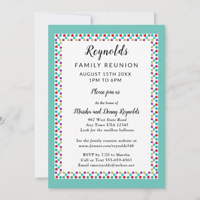 Fun Border Family Reunion or Party Invitation (Front)