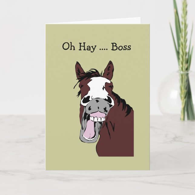 Fun Boss Birthday Great Day to Horse Around Card (Front)