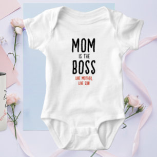 Fun Boss Mum Dad Saying Modern Black And Red Typo Baby Bodysuit