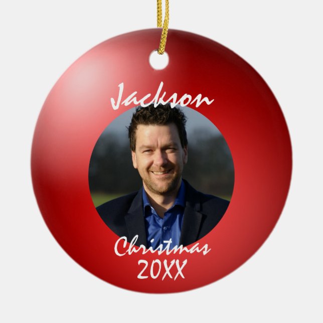 Fun Bowling Ball Christmas Ceramic Ornament (Front)