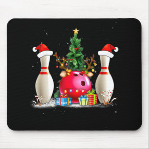 Fun Bowling Christmas Santa Hat Xmas Bowling Lover Mouse Pad