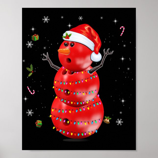 Fun Bowling  for Boys Girls Christmas Snowman Bowl Poster (Front)